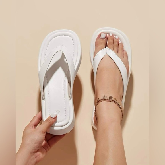 Shoes - NWOT Platform Wedged Flip Flops